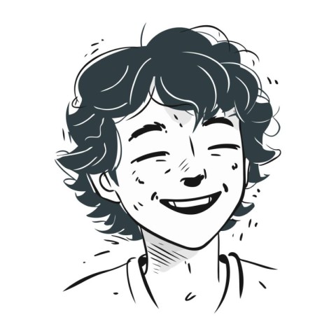 Portrait of a happy young man. vector illustration on white back