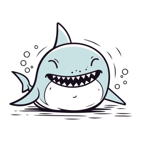 Cartoon shark. Vector illustration. Isolated on white background