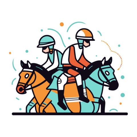 Horse race. jockeys riding horses. vector illustration.