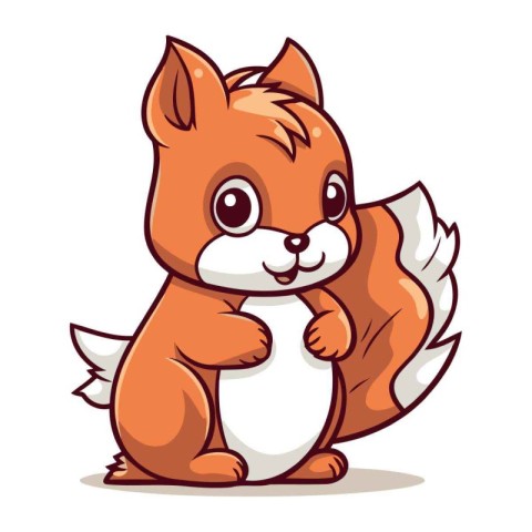 Cute cartoon squirrel holding egg. Vector illustration isolated