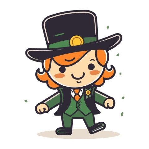 Cute Cartoon Leprechaun Character Vector Illustration Design.