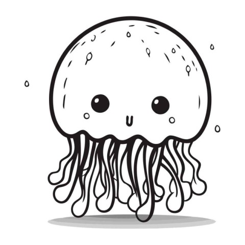 Cute cartoon jellyfish. Vector illustration isolated on white ba