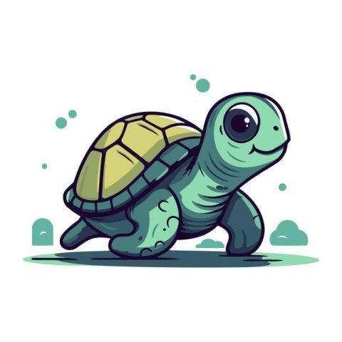 Cartoon turtle. Vector illustration on white background. Isolate