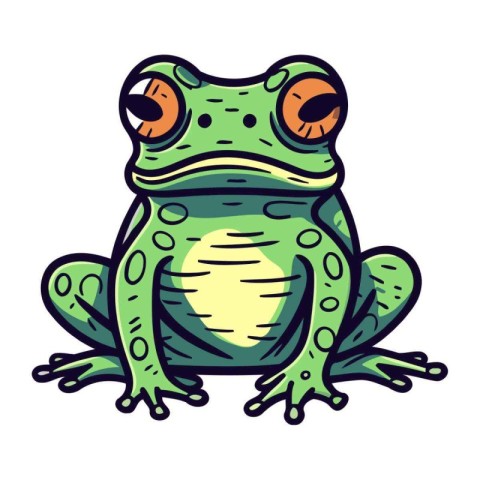 Cute cartoon frog. Vector illustration. Isolated on white backgr