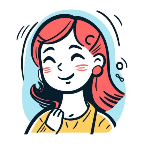 Smiling woman with red hair. Vector illustration in flat style.