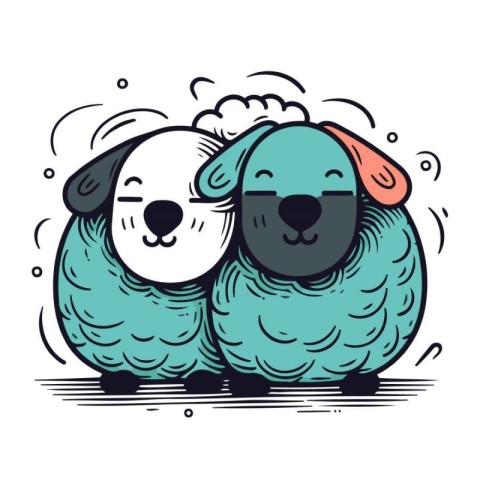 Cute cartoon doodle sheep. Hand drawn vector illustration.