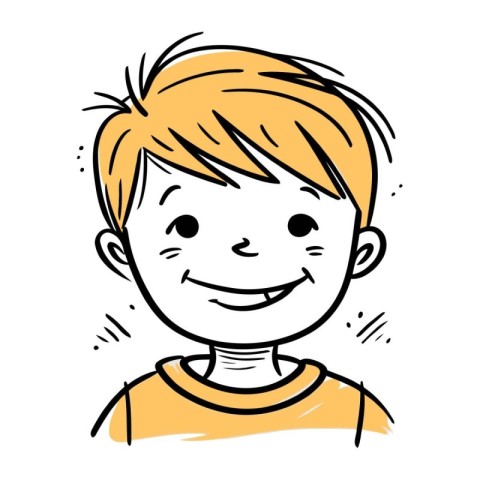 Smiling boy with yellow t shirt. Vector illustration isolated on