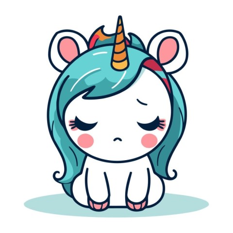 Cute little unicorn. Vector illustration. Isolated on white back