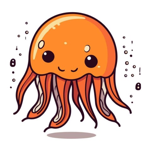 Cute cartoon jellyfish. Vector illustration isolated on white ba