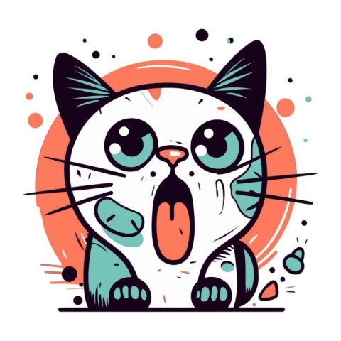 Cute cartoon cat. Vector illustration. Can be used for t shirt p