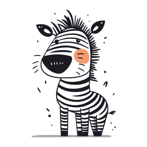 Zebra vector illustration. Cute cartoon zebra isolated on white