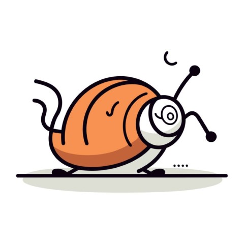 Cute Snail Cartoon Mascot Character Vector Illustration.