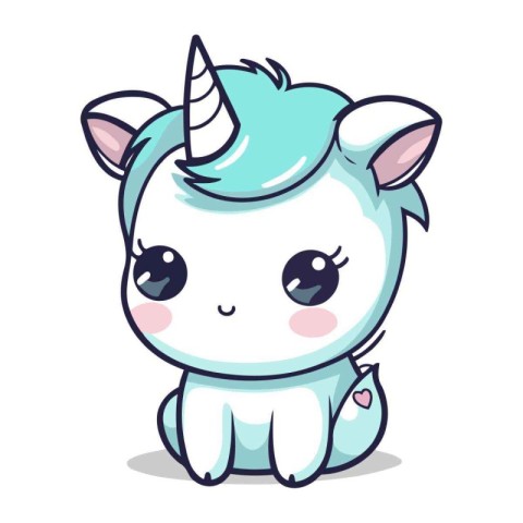 Cute unicorn character design. Vector illustration isolated on w