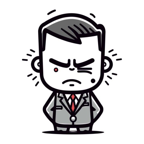 Angry Businessman Wearing Suit   Retro Cartoon Vector Illustrati