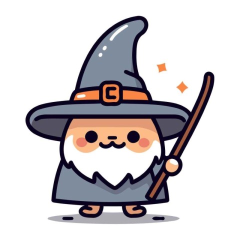 Wizard   Cute Wizard Cartoon Character Vector Illustration Desig