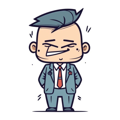 Funny Cartoon Businessman Wearing Suit and Tie Vector Illustrati