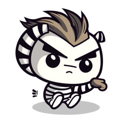 Zebra Cartoon Mascot Character Vector Illustration. Isolated on