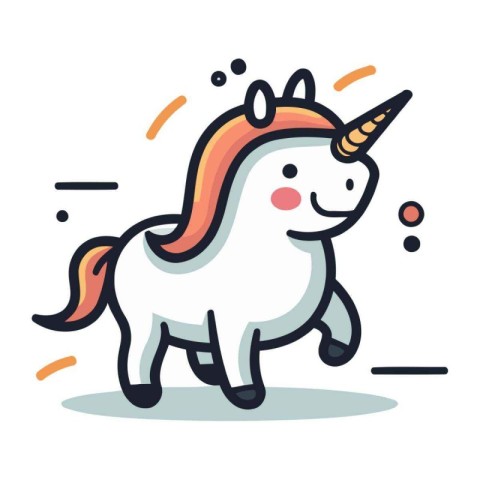 Cute unicorn character. Vector illustration. Isolated on white b