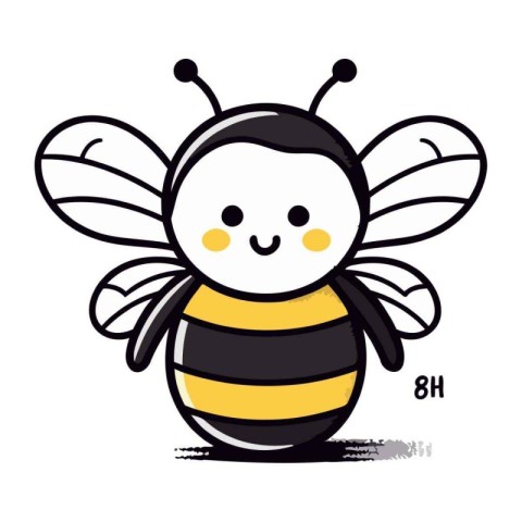 Cute cartoon bee isolated on a white background. Vector illustra