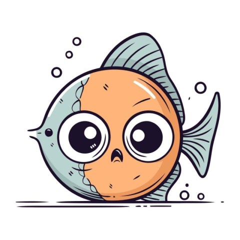 Cute cartoon fish. Vector illustration. Isolated on white backgr