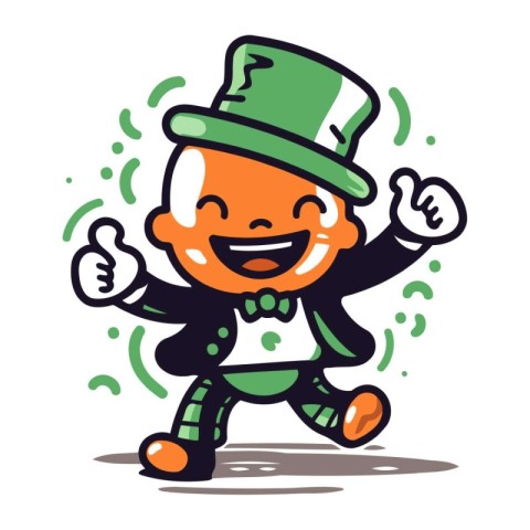 Leprechaun with Thumbs Up Vector Illustration.