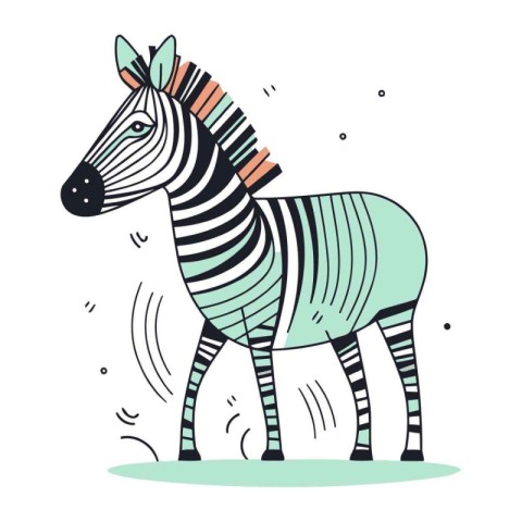 Zebra. Hand drawn vector illustration in doodle style.