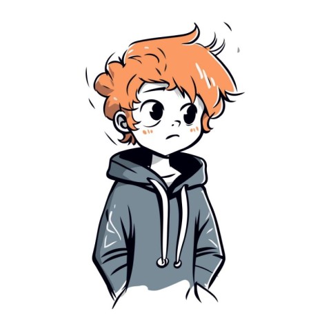 Vector illustration of a red haired boy in a hoodie.