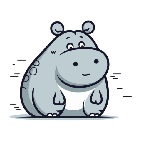 Cute hippopotamus. Vector illustration. Isolated on white backgr