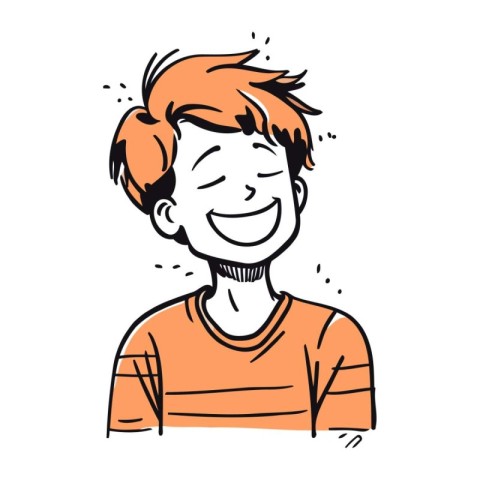 Smiling young man. Hand drawn vector illustration in cartoon sty