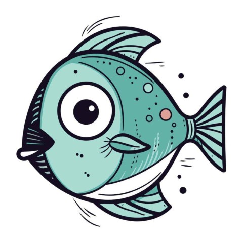 Cartoon fish. Vector illustration of a cute fish. Isolated on wh