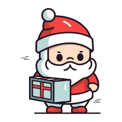 Santa Claus holding a gift box. Christmas and New Year vector il