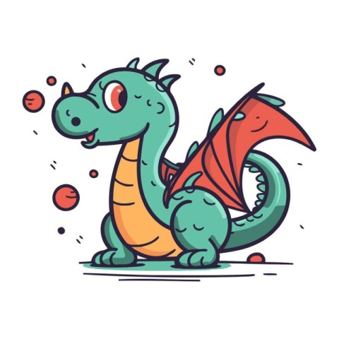 Cute cartoon dragon. Vector illustration. Isolated on white back