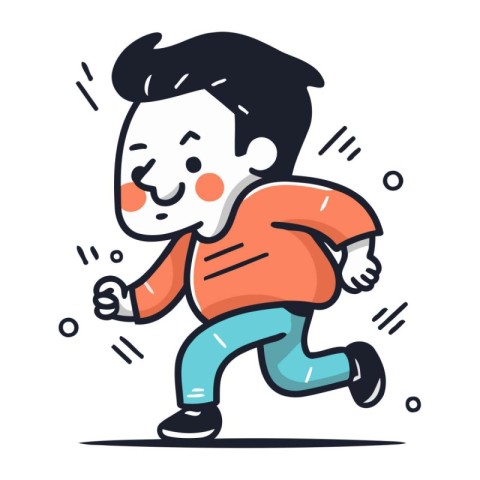 Running man. Vector illustration in cartoon style. Isolated on w