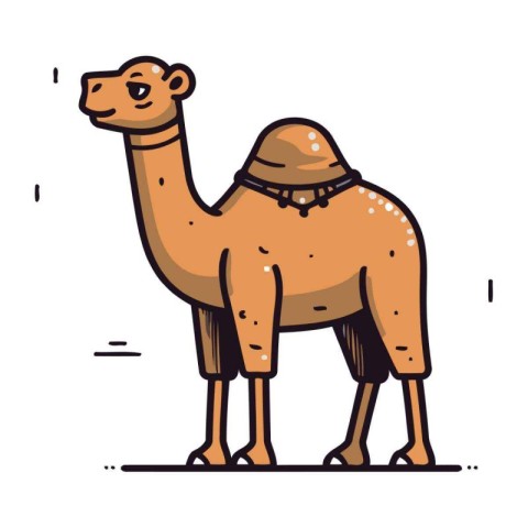 Camel. Vector illustration of a camel in a hat. Cartoon style.