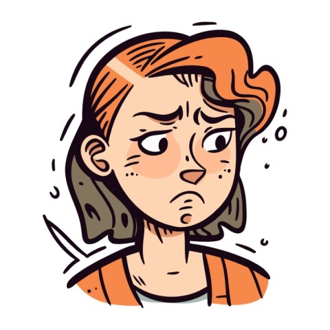 Illustration of a woman with a sad expression on her face.