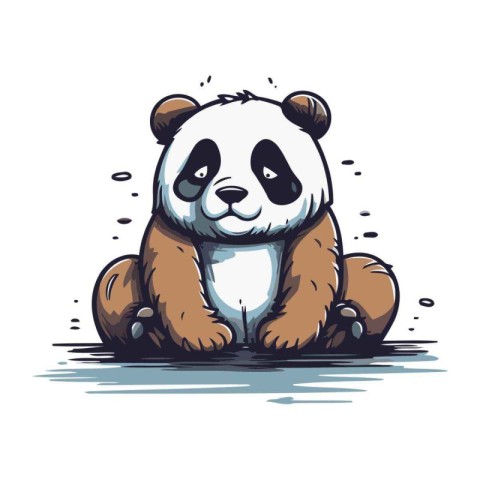 Illustration of a cute panda sitting in water. Vector illustrati