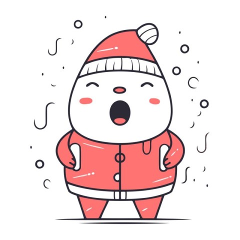 Cute cartoon Santa Claus in winter clothes. Vector illustration.