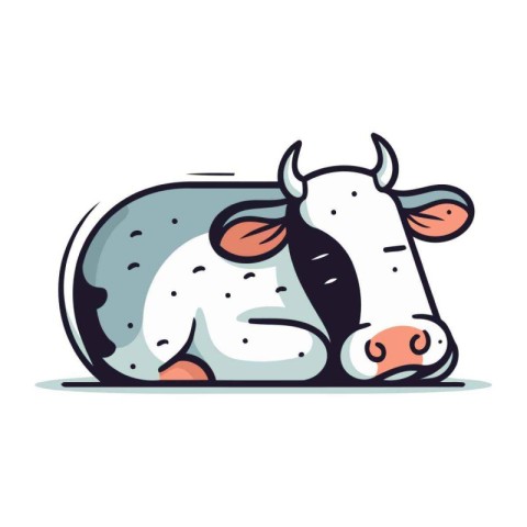 Cute cow. Vector illustration in flat style. Isolated on white b