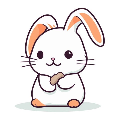 Rabbit with a bone. Cute cartoon animal. Vector illustration.