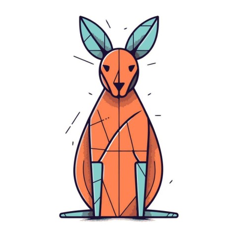 Kangaroo vector illustration. Hand drawn kangaroo isolated on wh