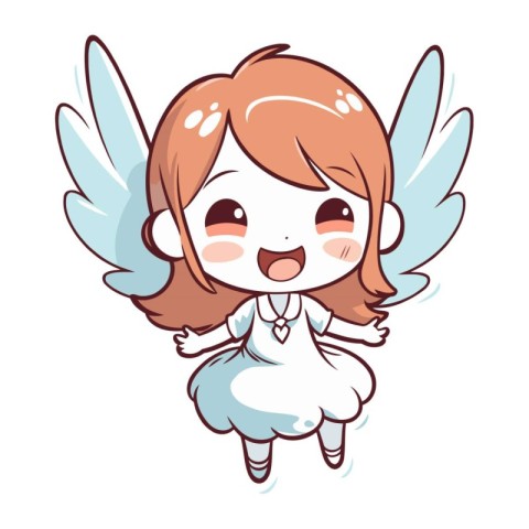 Cute little angel girl cartoon vector illustration graphic desig