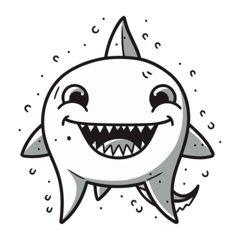 Cute cartoon shark. Vector illustration. Isolated on white backg