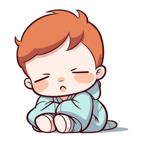 Illustration of a Cute Little Boy Crying Out Loudly