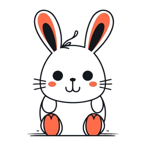 Cute cartoon bunny. Vector illustration isolated on a white back