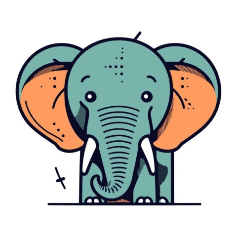 Cute cartoon elephant. Vector illustration in doodle style.