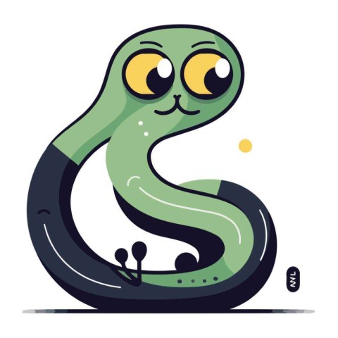 Cute cartoon snake. Vector illustration on white background. Fla