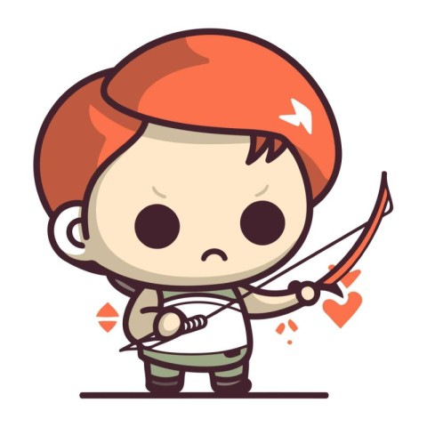 Cute boy with bow and arrow. Vector illustration. Cartoon style.