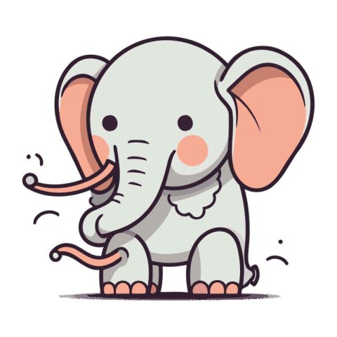 Cute cartoon elephant. Vector illustration of a cute baby elepha