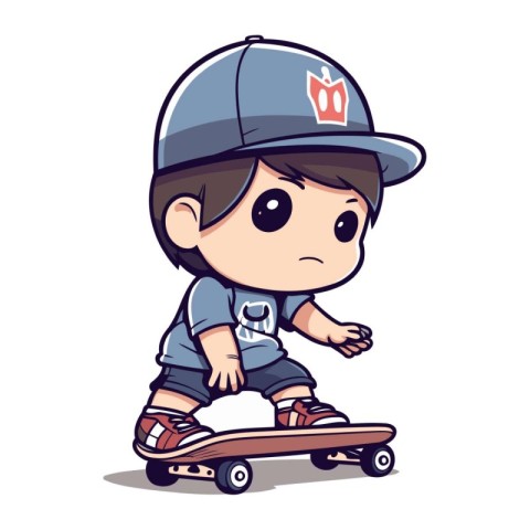 Boy Skateboarding   Cartoon Vector Illustration