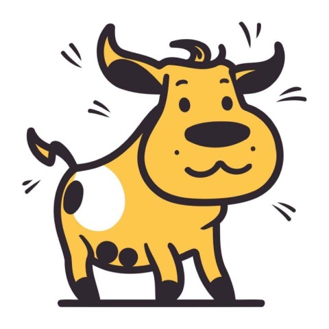 Cute cartoon cow. Vector illustration in doodle style.